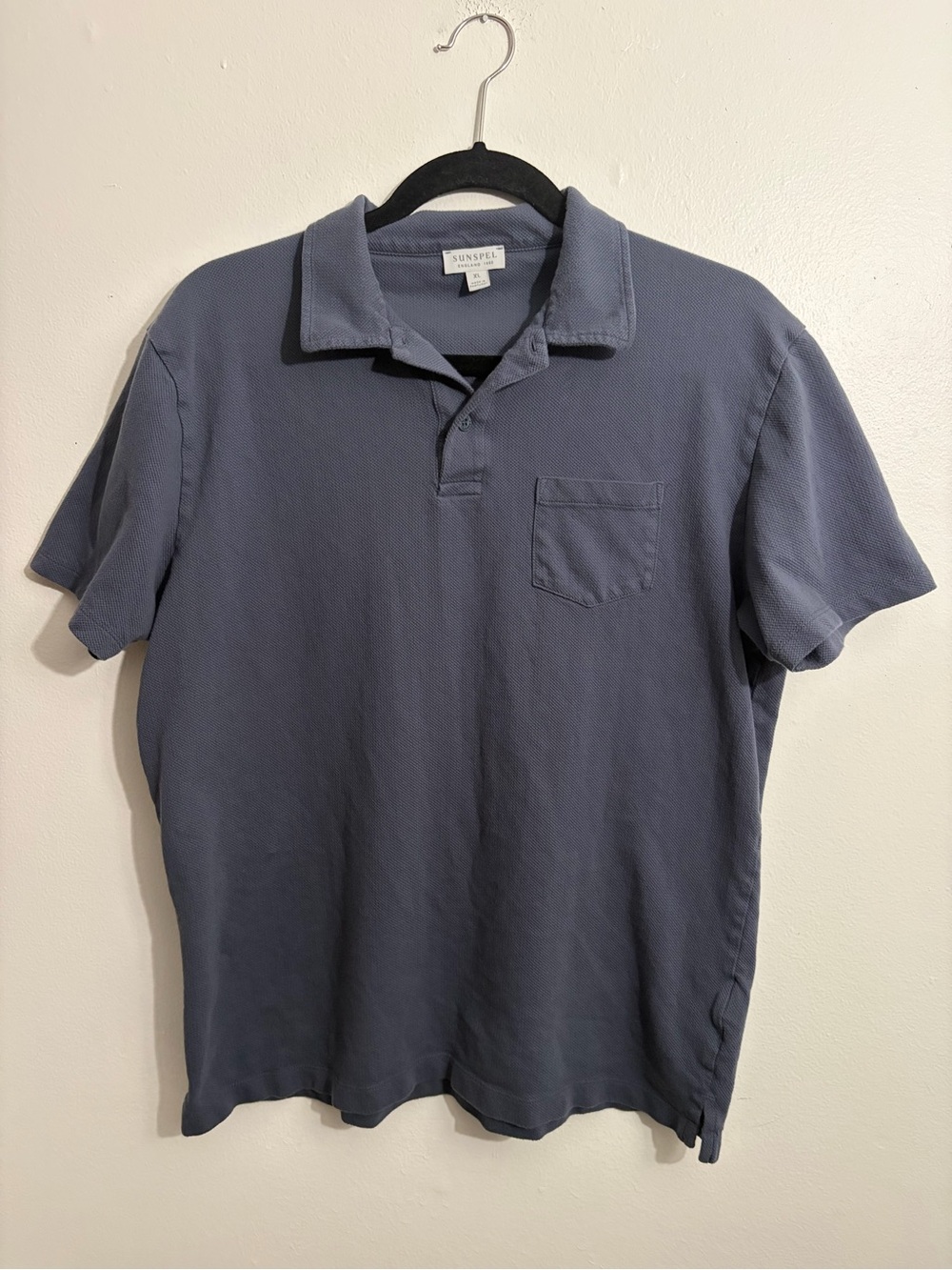 Sunspel Men's Short Sleeve Polo Shirt in Slate Blue